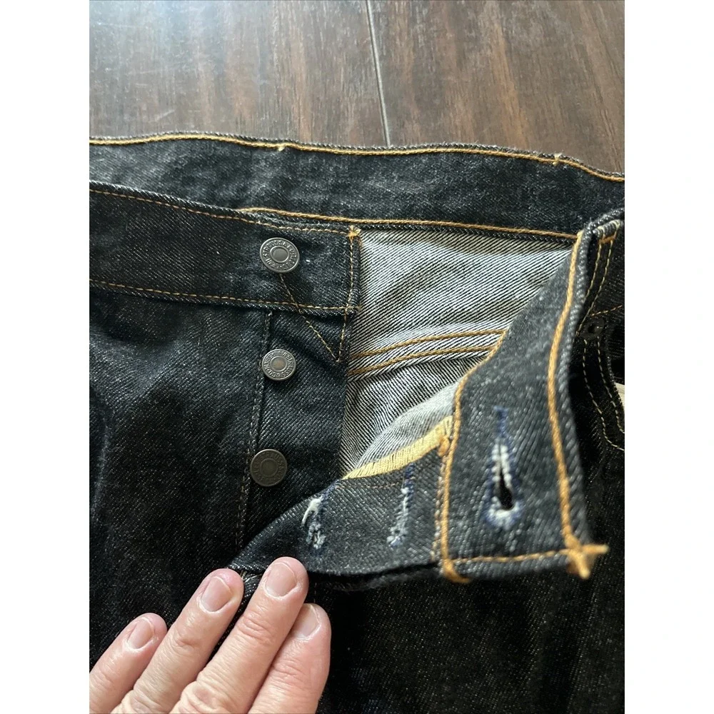 Men's‎ Levi's Jeans 501 Button Fly Straight Leg Waterless Black Wash Sz 42x34
